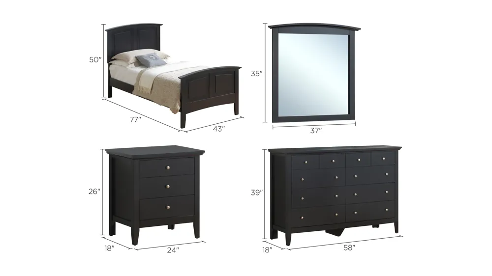 Hammond 4-pc. Panel Bedroom Set Dimensions