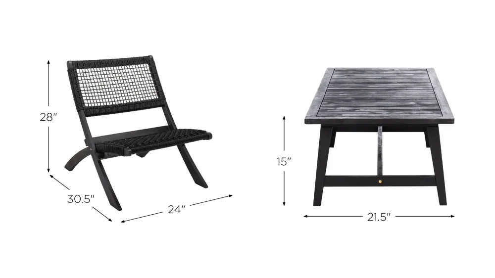 Matteo 5-pc. Patio Set Dimensions