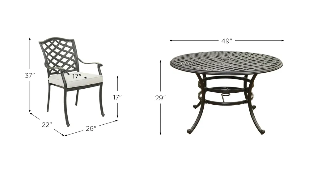 Halston Outdoor 5-pc. Round Dining Set Dimensions