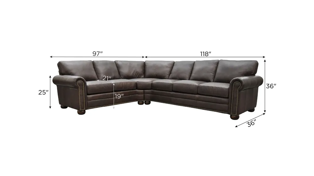 Savannah 2-pc. Sectional Sofa Dimensions