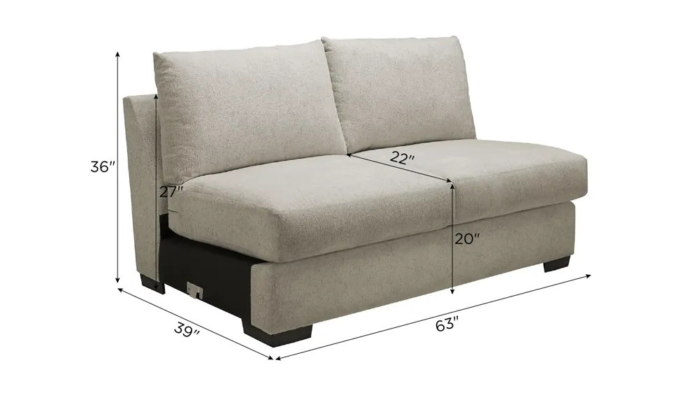 Haley Armless Loveseat Dimensions