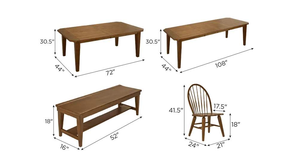 Colebrook 6-pc. Dining Set Dimensions