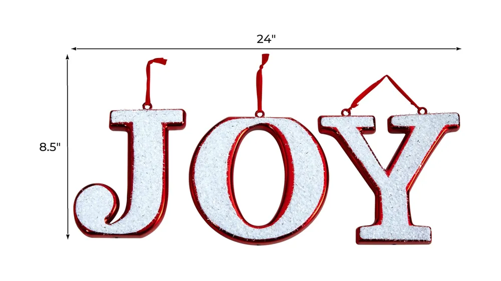 8.5" Joy Holiday Shatterproof Ornament Set Dimensions