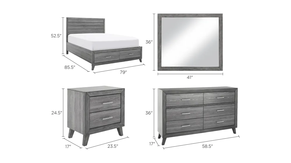Tobyn 4-pc. Platform Bedroom Set w/ Storage Bed Dimensions