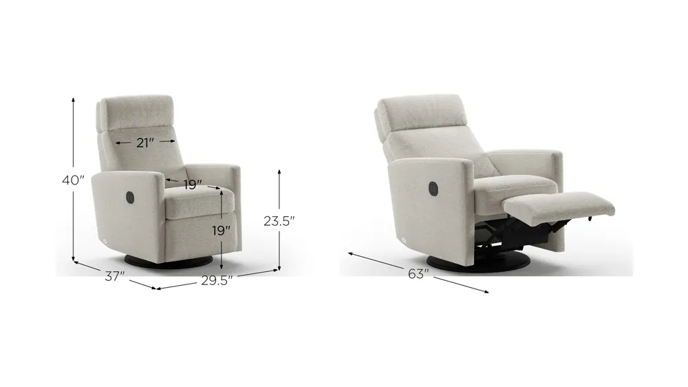 Track Power & Battery Recliner Dimensions