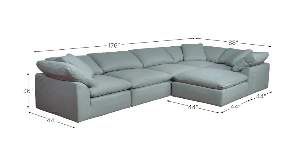 Puff Slipcover 6-pc. Sectional Dimensions