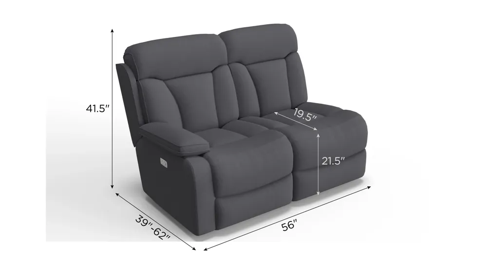 Connell Left Arm Facing Dual Power Loveseat Dimensions