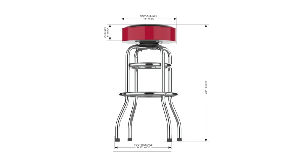 MLB Backless Swivel Bar Stool Dimensions