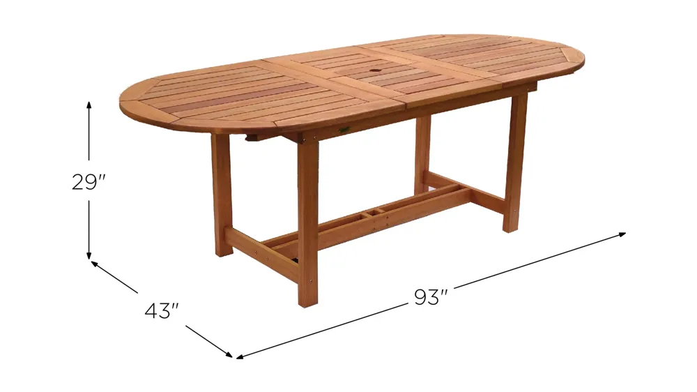 Amazonia 71" Outdoor Dining Table w/ Leaf Dimensions