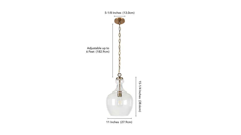 Santos Seeded Glass Pendant Dimensions