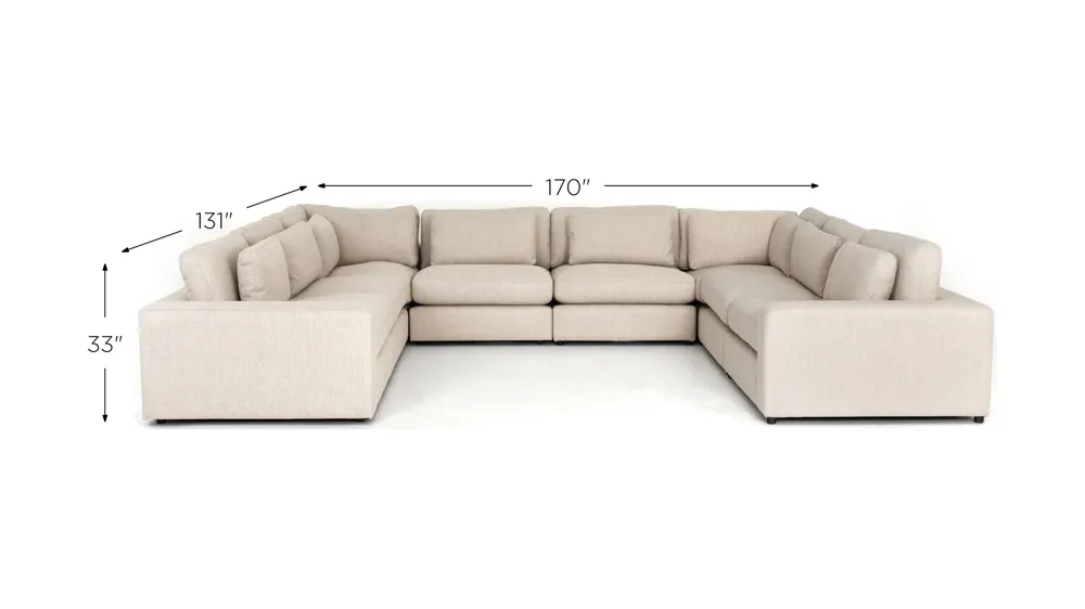 Bloor 8-pc. Sectional Sofa Dimensions