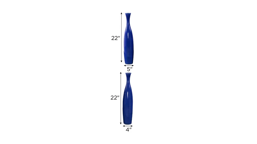 Cobalt Blue Glaze Vase - Set of 2 Dimensions