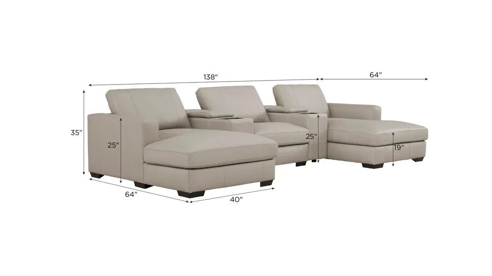 Oaklynn Leather 5-pc. Sectional Dimensions