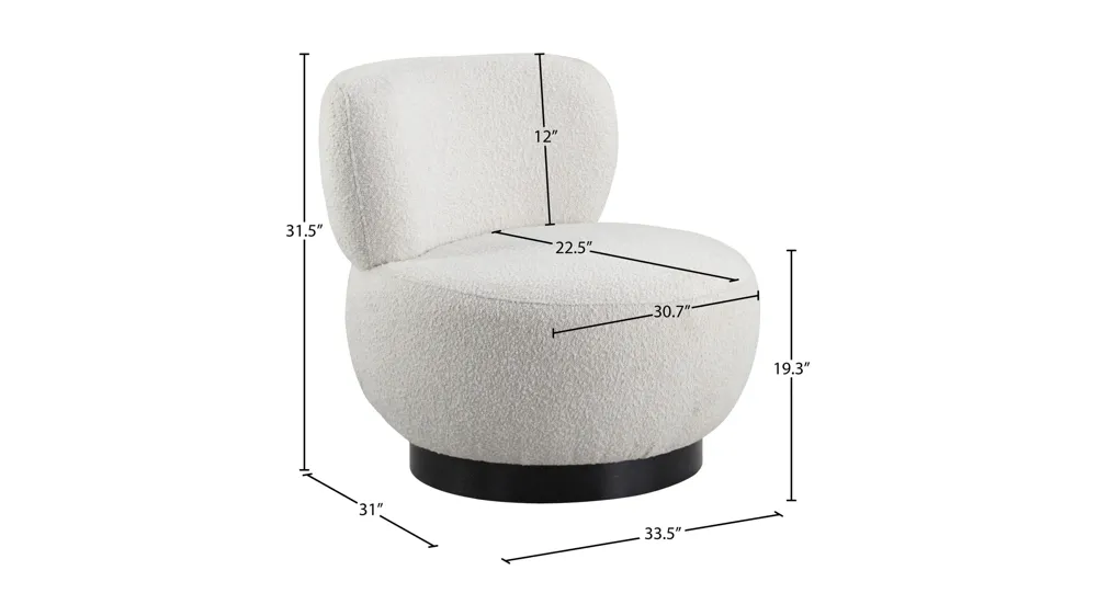 Calais Boucle Fabric Accent Chair Dimensions