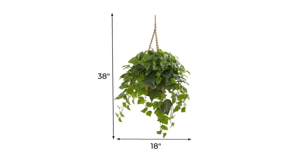 London Ivy Artificial Plant in Hanging Basket Dimensions