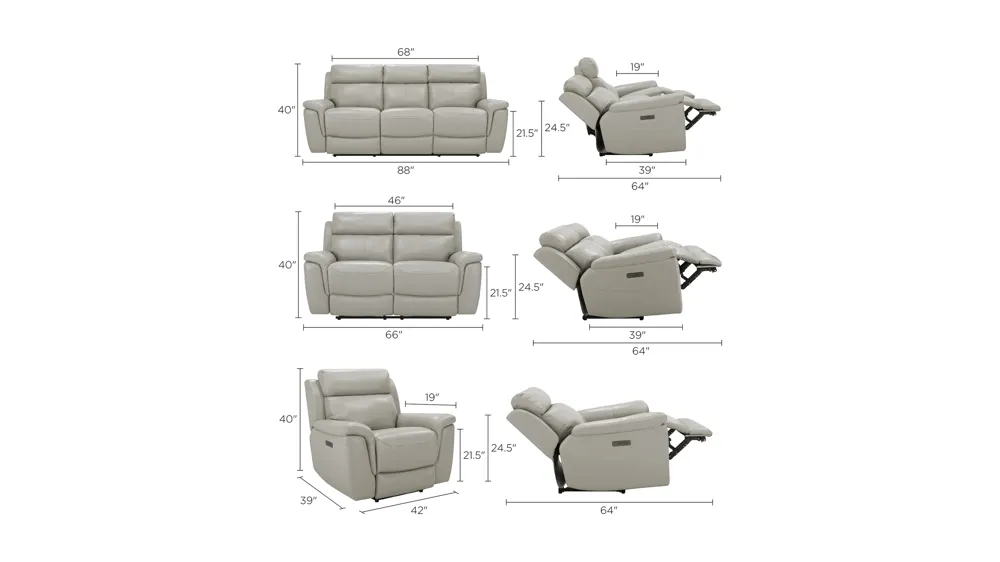 Dryden Living Room Set Dimensions