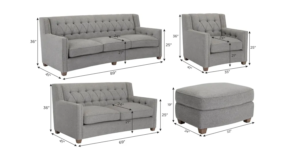 Celia Living Room Set Dimensions