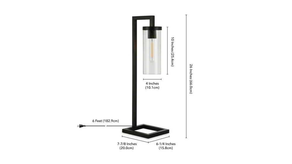 Ansa Seeded Glass Table Lamp Dimensions