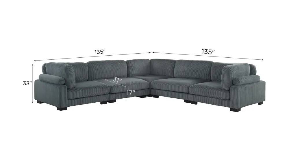 Maverick 5-pc. Sectional Dimensions