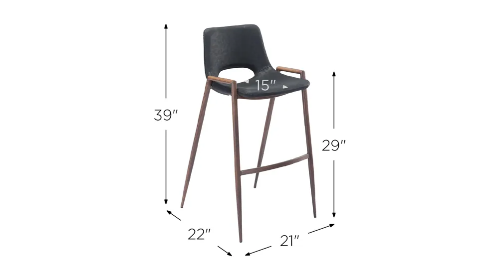 Desi Bar Stool: Set of 2 Dimensions