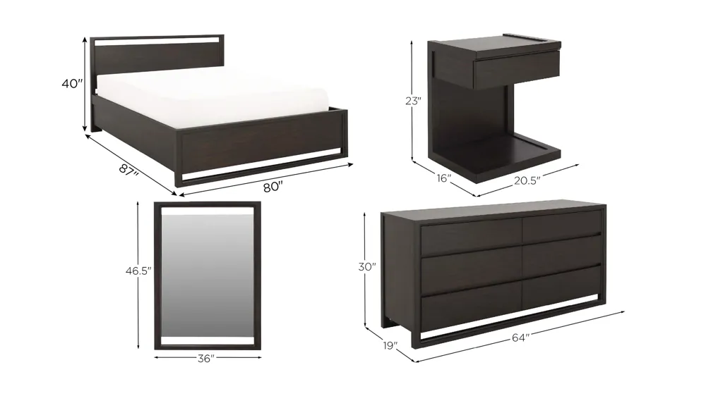 Aversa 4-pc. Platform Bedroom Set w/ 1-Drawer Nightstand Dimensions