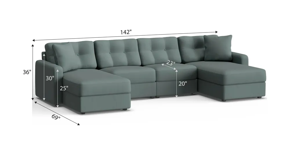 ModularOne 4-pc. Sectional Dimensions