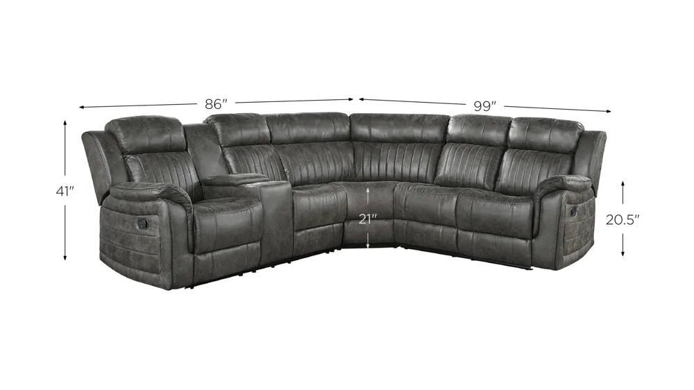 Spivey 3-pc. Reclining Sectional Dimensions