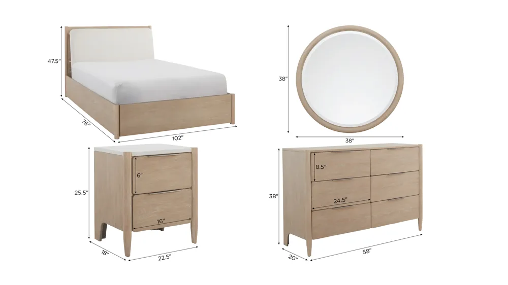 Mirra 4-pc. Bedroom Set Dimensions