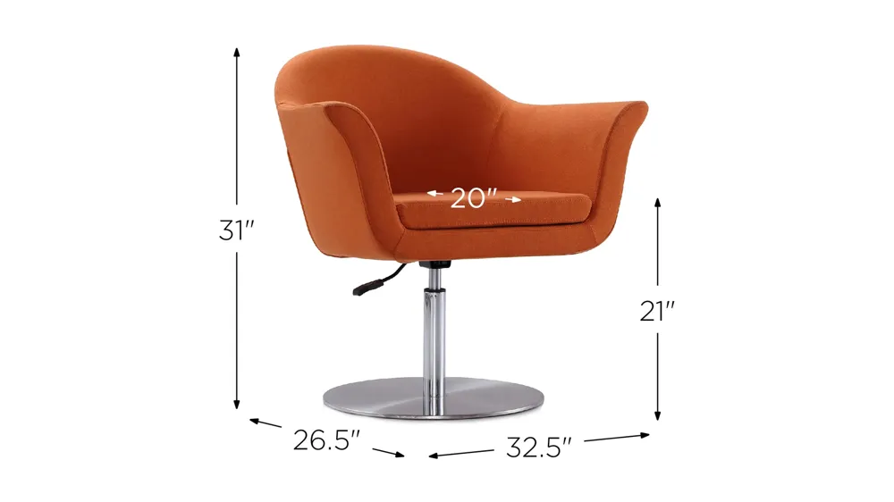 Voyager Swivel Adjustable Accent Chair (Set of 2) Dimensions