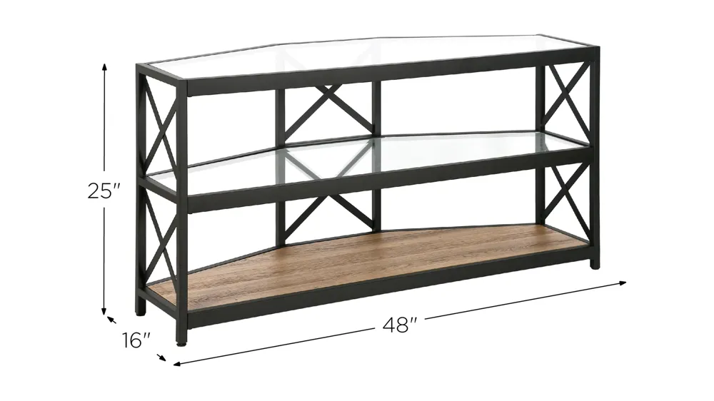 Dion TV Stand with Rustic Oak Shelf Dimensions