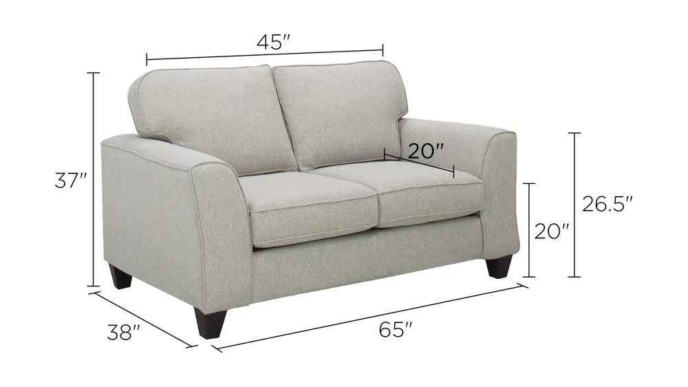 Tristan Chenille Loveseat Dimensions