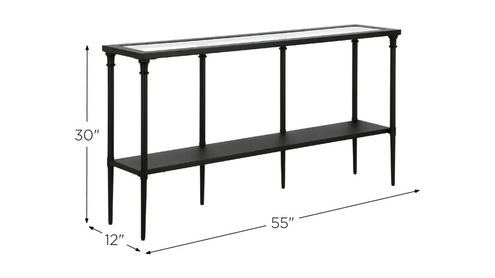 Tina 55" Console Table with Solid Metal Shelf Dimensions
