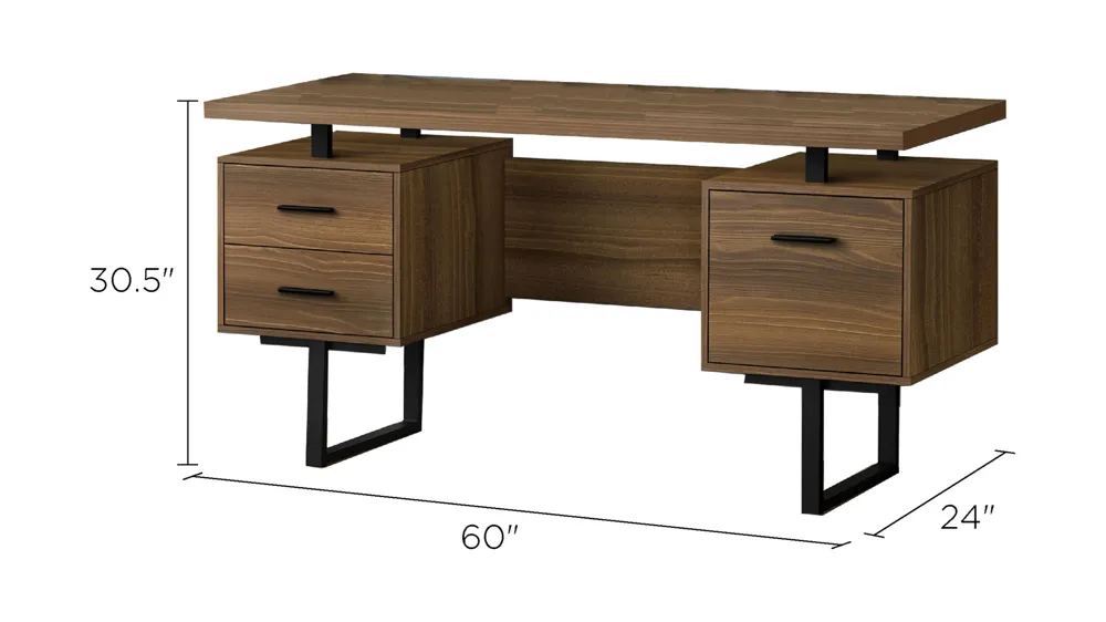 Grover Computer Desk with Floating Desktop Dimensions