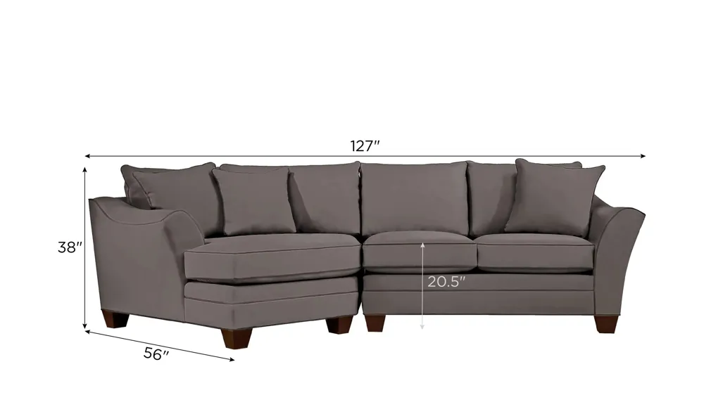 Foresthill 2-pc. Left Hand Cuddler Sectional Sofa Dimensions
