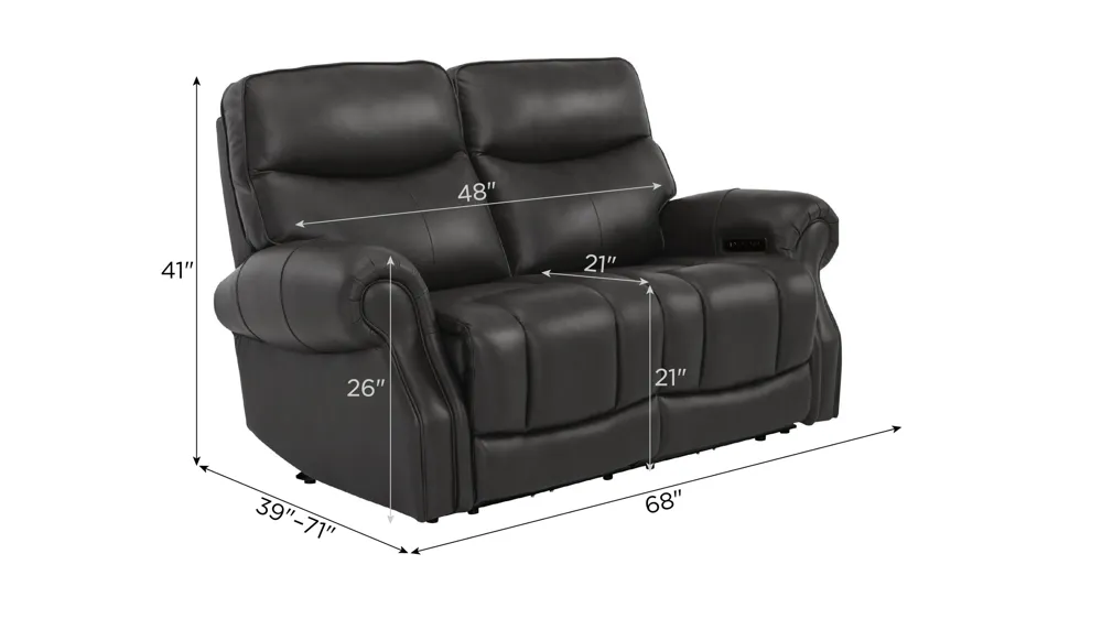 Brooks 2-pc. Zero Gravity Triple Power Loveseat Dimensions