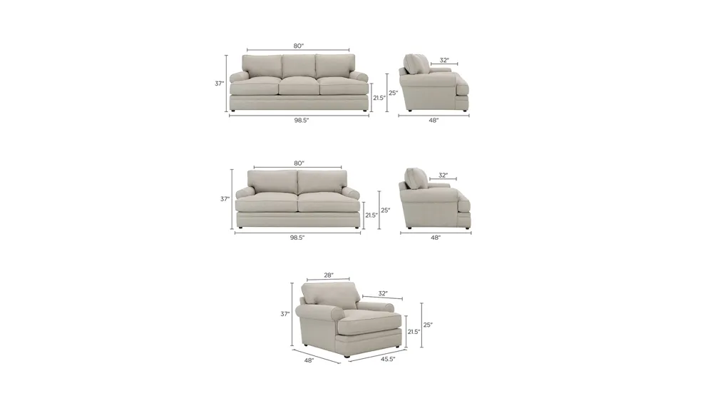 Wilkinson Living Room Set Dimensions
