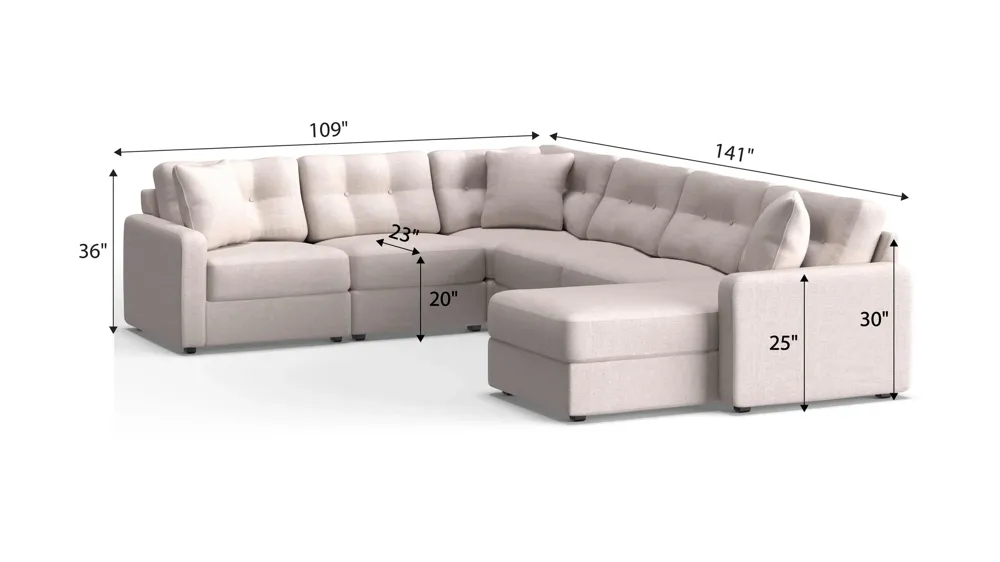 ModularOne 6-pc. Sectional Dimensions