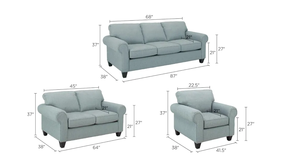 Saige Living Room Set Dimensions