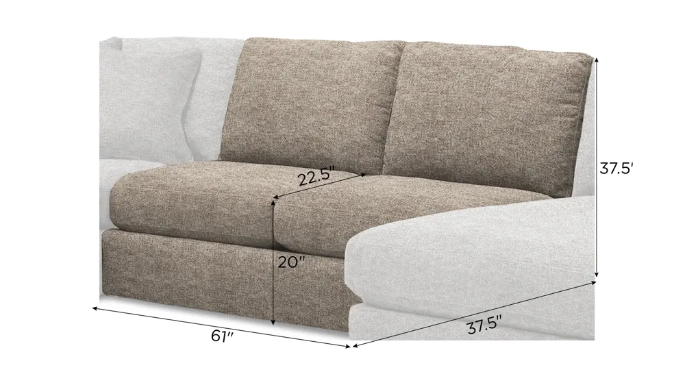Nappily Armless Loveseat Dimensions