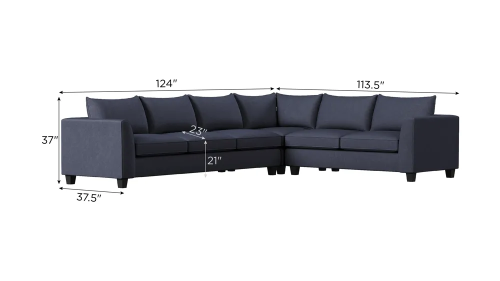 Daine 3-pc. Sectional Sofa Dimensions
