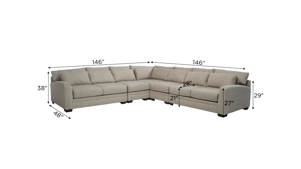 Easton 5-pc. Sectional Dimensions