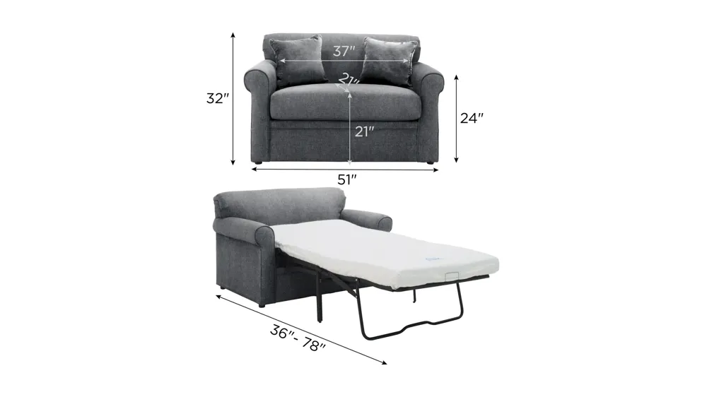 Luann Twin Sleeper Sofa Dimensions
