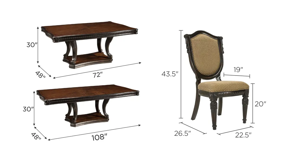 Bradford Heights 5-pc. Dining Set Dimensions