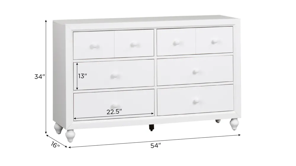Cottage View 6-drawer Dresser Dimensions