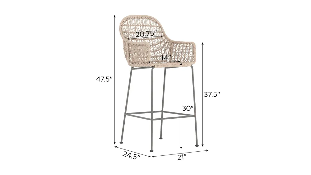 Bandera Outdoor Woven Bar Stool Dimensions