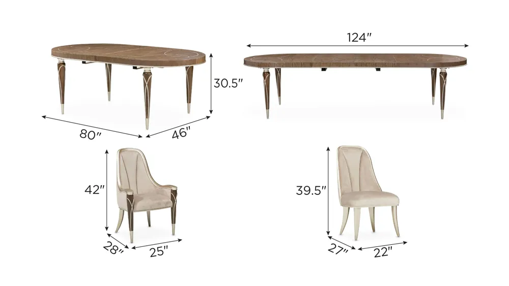 Villa Cherie 7-pc. Dining Set Dimensions