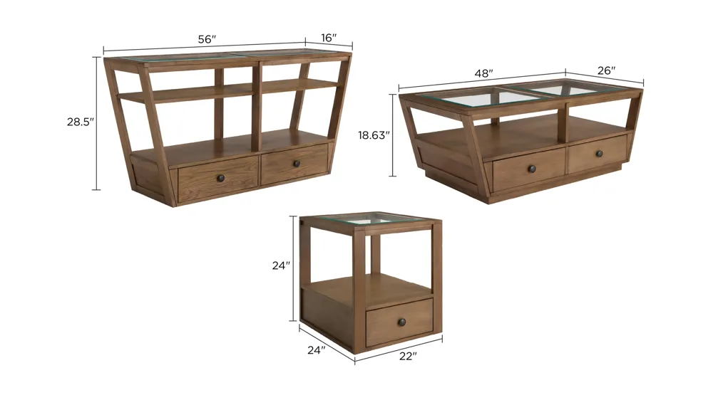 Kaywood 3-pc. Occasional Tables Dimensions