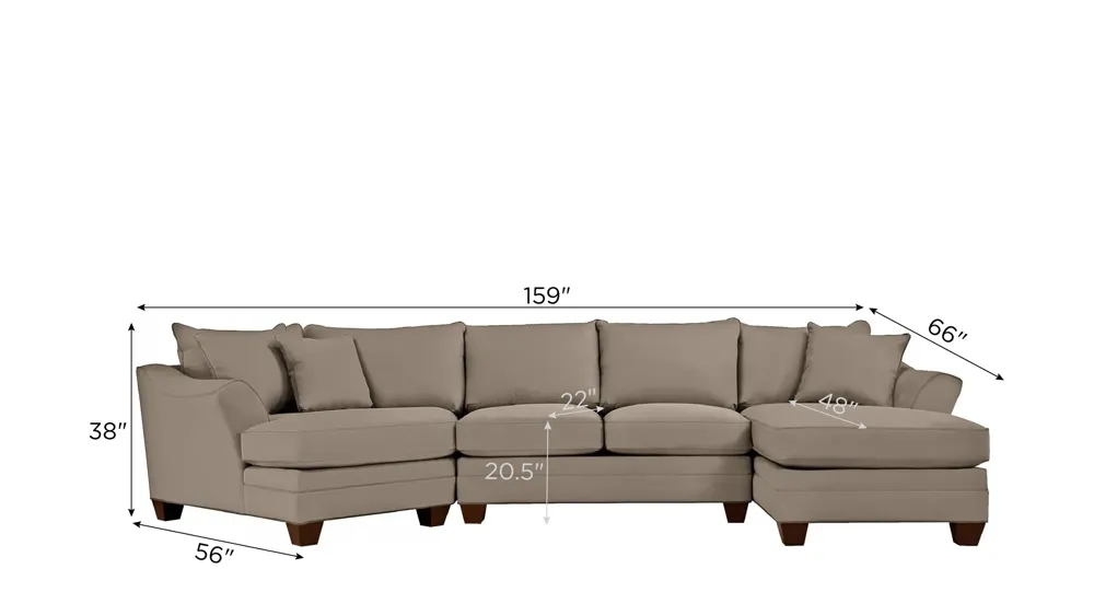 Foresthill 3-pc. Right Hand Facing Sectional Sofa Dimensions