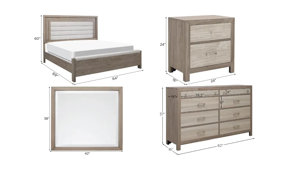 Dermot 4-pc. Bedroom Set Dimensions