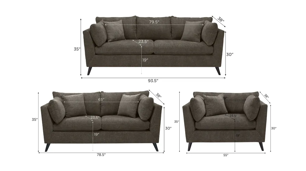 Caruso Living Room Set Dimensions